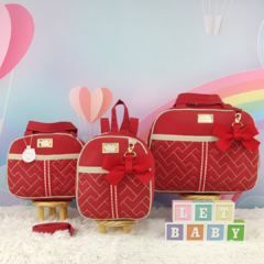 KIT BOLSA MATERNIDADE 3 PECAS LAÇO VERMELHO