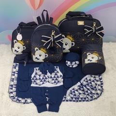 KIT BOLSA MATERNIDADE 5 PEÇAS URSO IMPERADOR MARINHO + SAÍDA MATERNIDADE MENINO - comprar online
