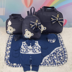 KIT BOLSA MATERNIDADE 3 PEÇAS URSO MARINHO + SAIDA MATERNIDADE MENINO - comprar online