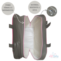 KIT BOLSA MATERNIDADE 5 PEÇAS NUVEM CINZA C/ PINK - comprar online