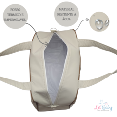KIT BOLSA MATERNIDADE 5 PEÇAS URSO CHEVRON BEGE + SAÍDA MATERNIDADE MENINO - Let Baby Bolsas De Maternidade