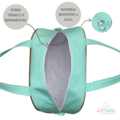 KIT BOLSA MATERNIDADE 5 PEÇAS URSO CHEVRON VERDE + SAÍDA MATERNIDADE MENINO - loja online
