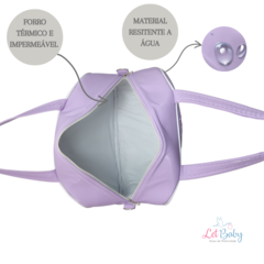 KIT BOLSA MATERNIDADE 5 PEÇAS URSO CHEVRON LILÁS + SAÍDA MATERNIDADE MENINA