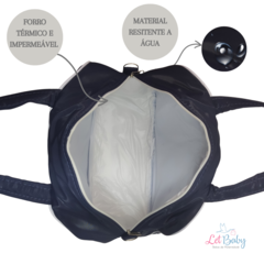 KIT BOLSA MATERNIDADE 5 PEÇAS URSO CHEVRON MARINHO + SAÍDA MATERNIDADE MENINO