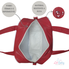 KIT BOLSA MATERNIDADE 5 PEÇAS URSO CHEVRON VERMELHO + SAÍDA MATERNIDADE MENINA - comprar online
