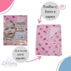 TOALHA FELPA 70 X 70 COM FORRO E CAPUZ PARAPIPI ROSA na internet