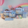 KIT BOLSA MATERNIDADE 5 PEÇAS URSO LISTRADO AZUL MENINO