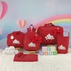 KIT BOLSA MATERNIDADE 5 PEÇAS NUVEM VERMELHA MENINA