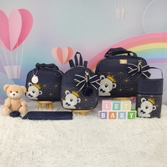 KIT BOLSA MATERNIDADE 5 PEÇAS URSO IMPERADOR MARINHO