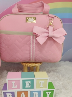 KIT BOLSA MATERNIDADE 3 PECAS LAÇO ROSA - comprar online