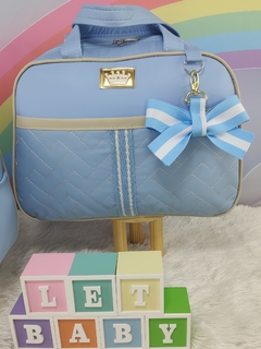 KIT BOLSA MATERNIDADE 3 PECAS LAÇO AZUL na internet