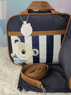 KIT BOLSA MATERNIDADE 5 PEÇAS URSO LISTRADO MARINHO MENINO na internet