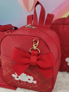 KIT BOLSA MATERNIDADE 5 PEÇAS NUVEM VERMELHA MENINA - comprar online