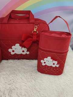 KIT BOLSA MATERNIDADE 5 PEÇAS NUVEM VERMELHA MENINA na internet