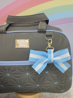KIT BOLSA MATERNIDADE 5 PEÇAS ESTRELA CINZA C/ AZUL - loja online