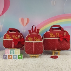 KIT BOLSA MATERNIDADE 3 PECAS LAÇO VERMELHO - comprar online