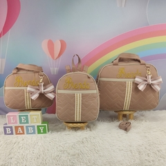 KIT BOLSA MATERNIDADE 3 PECAS LAÇO NUDE - comprar online