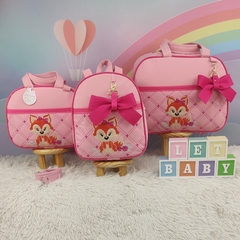 KIT BOLSA MATERNIDADE 3 PEÇAS RAPOSA ROSA - PINK