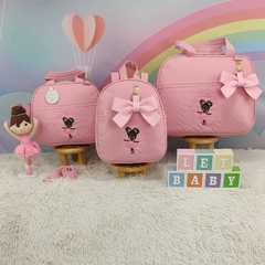 KIT BOLSA MATERNIDADE 3 PEÇAS BAILARINA ROSA LULU+ SAIDA MATERNIDADE MENINA - comprar online