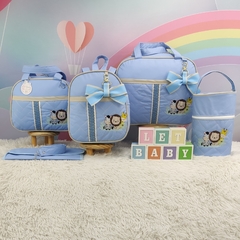 KIT BOLSA MATERNIDADE 5 PEÇAS SAFARI AZUL