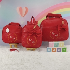 KIT BOLSA MATERNIDADE 3P BORBOLETA VERMELHA