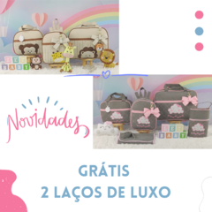 Imagem do KIT BOLSA MATERNIDADE 5 PEÇAS URSO CHEVRON VERMELHO + SAÍDA MATERNIDADE MENINA