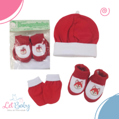KIT PANTUFA LUVA E TOUCA MENINO
