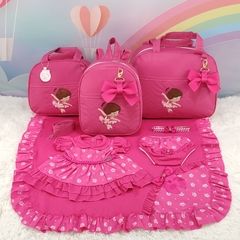KIT BOLSA MATERNIDADE 3 PEÇAS BAILARINA PINK + SAIDA MATERNIDADE MENINA - Let Baby Bolsas De Maternidade