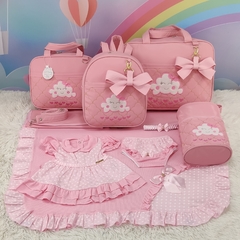 KIT BOLSA MATERNIDADE 5 P NUVEM ROSA + SAIDA MATERNIDADE MENINA - Let Baby Bolsas De Maternidade