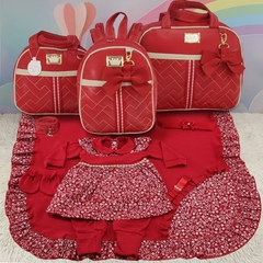 Imagem do KIT BOLSA MATERNIDADE 3 PEÇAS LAÇO VERMELHO + SAIDA MATERNIDADE MENINA