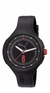 Reloj Puma unisex con malla de caucho negra y detalles en rojo