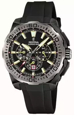Reloj Festina de hombre con malla de silicona negra. Con cronógrafo.