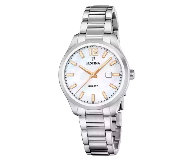 Reloj Festina de dama malla de acero fondo nacarado