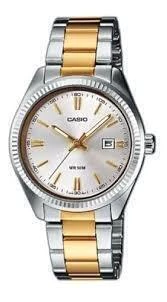 Reloj Casio de dama con malla de acero combinada