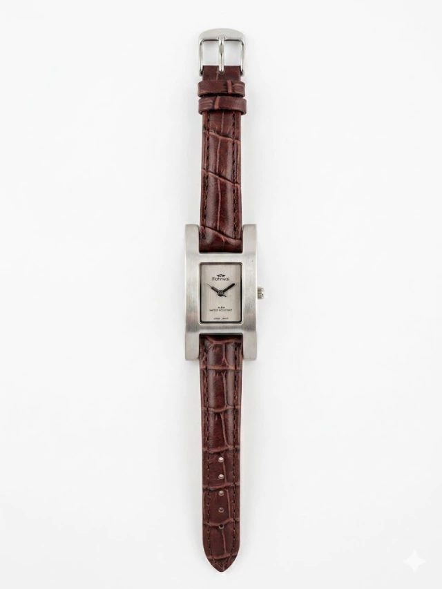 Reloj Montreal con malla de cuero croco marron