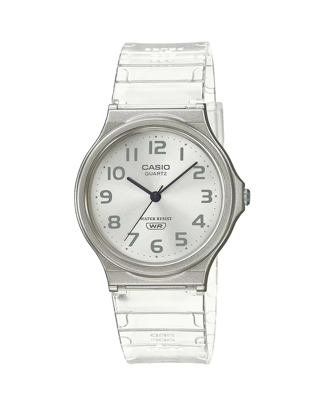 Reloj Casio unisex con malla de silicona transparente con fondo plateado — imagen 2
