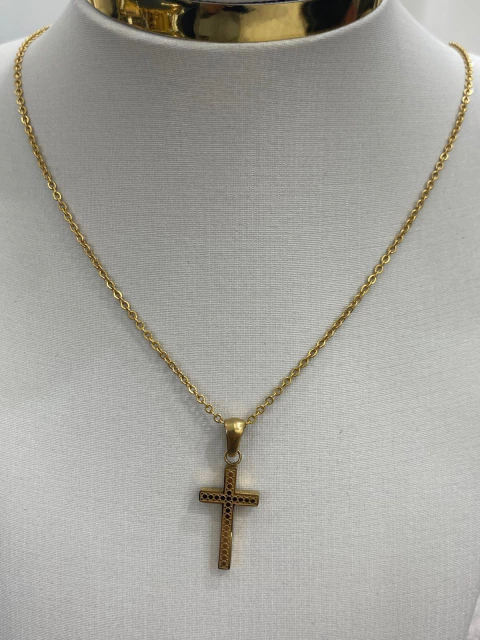 Cadena con cruz acero quirúrgico dorado - comprar online