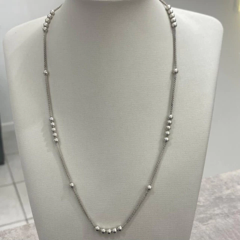 Cadena bolitas 5x1 de plata 925 - 45cm