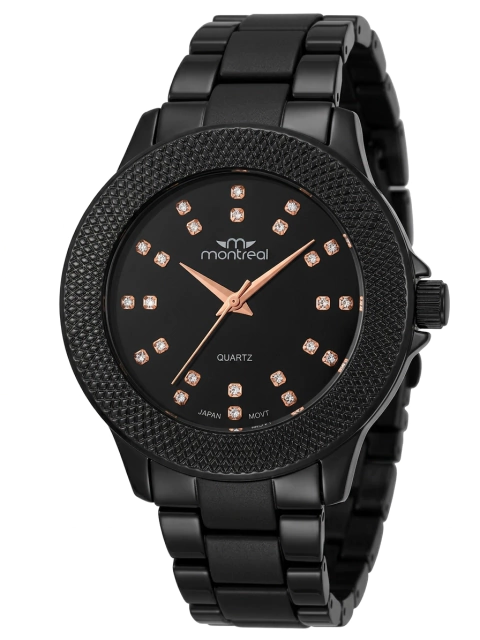 Reloj Montreal con malla acrilica negra