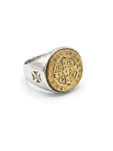 Anillo sello de plata y Oro - San Benito