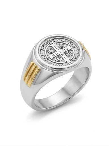 Anillo sello de plata y Oro - San Benito