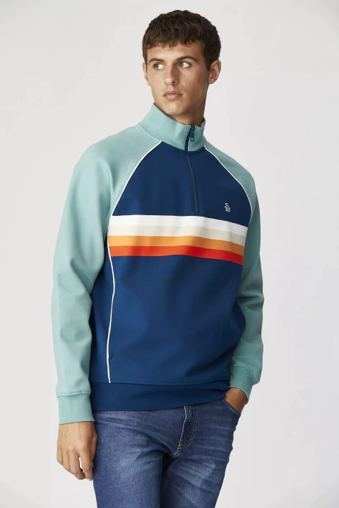 LS 1/4 ZIP RETRO PANEAUX KNIT PENGUIN