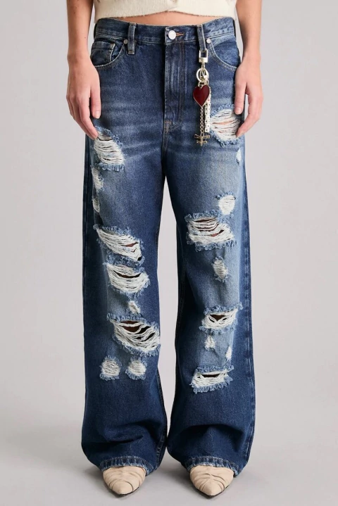 JEANS IRONY LOOSE BROKEN BLUE KOSIUKO