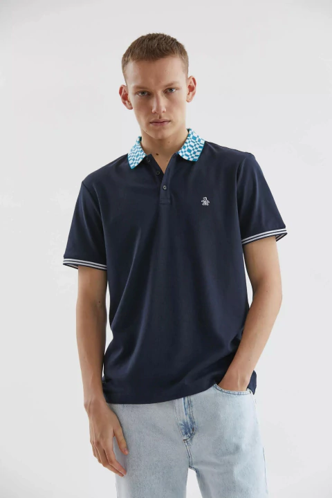 SS CHESSBOARD NECK POLO PENGUIN