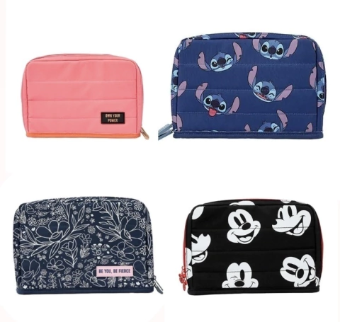 Cartcuhera mooving slim mickey, stitch, pink, garden flores