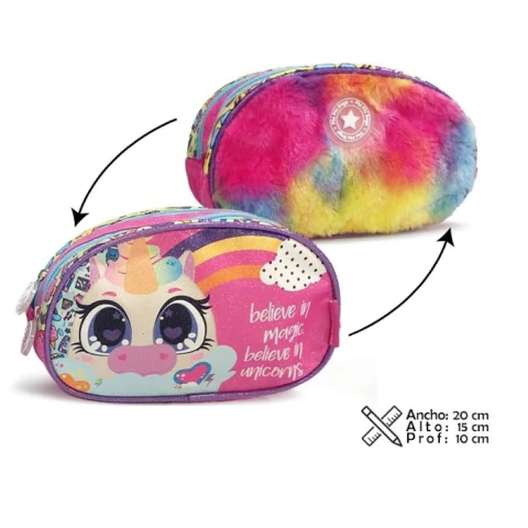 Cartuchera Phi Phi Bags Unicornio Reversible 2 Cierres