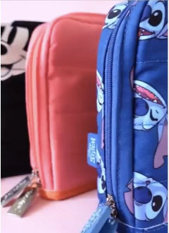 Cartcuhera mooving slim mickey, stitch, pink, garden flores - tienda online