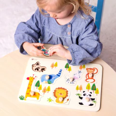 ROMPECABEZAS CON MANIJITAS "ZOO" ¡de madera! - comprar online