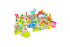 BLOQUES DE MADERA BALDE "CIUDAD" ¡de 120 piezas! - LeBebot.com
