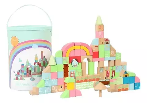 BALDE CON 120 BLOQUES - Temática Arcoíris - comprar online